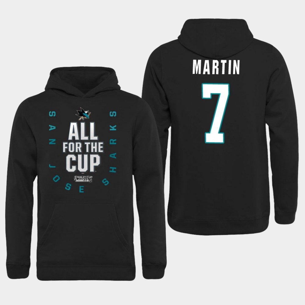 Men NHL Adidas San Jose Sharks 7 Martin black hoodie